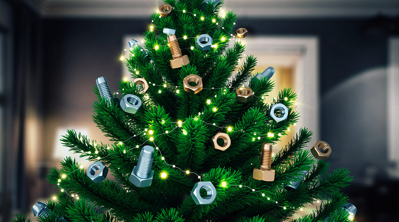 Christmas tree hung with infrastructure products