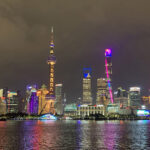 Shanghai skyline at night, viewed during industrial supplier trip